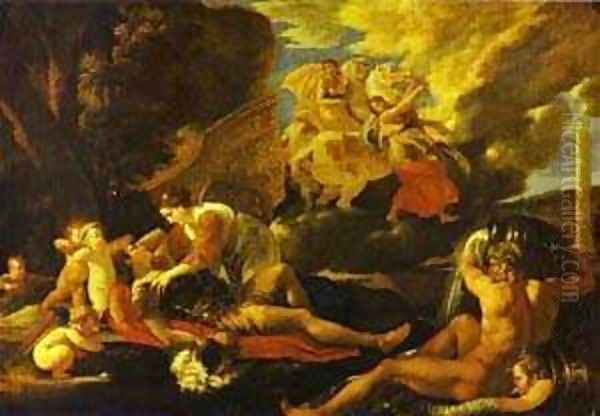 Renaud And Armide 1625-26 Oil Painting by Nicolas Poussin