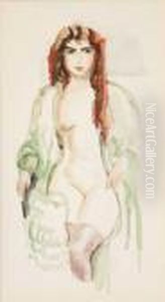 Red Haired Nude Oil Painting by Walt Kuhn