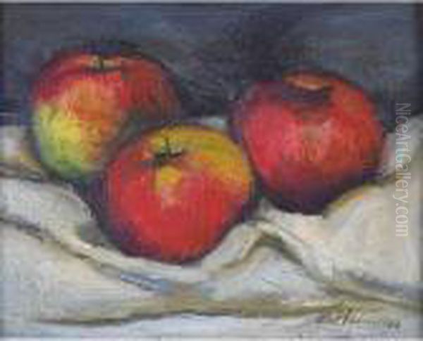 Three Apples Oil Painting by Walt Kuhn