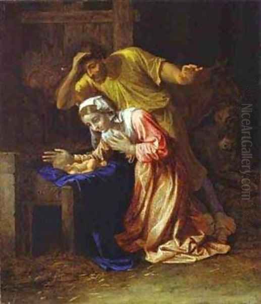 The Nativity 1650s Oil Painting by Nicolas Poussin