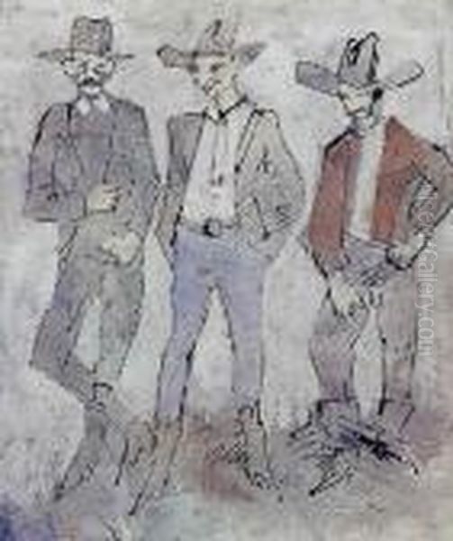 Three Cowboys Oil Painting by Walt Kuhn