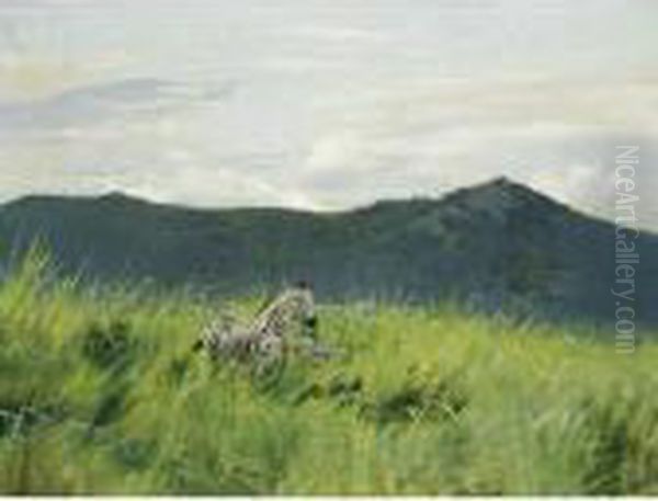 Zebras In Der Steppe (zebra On The Steppe) Oil Painting by Wilhelm Kuhnert