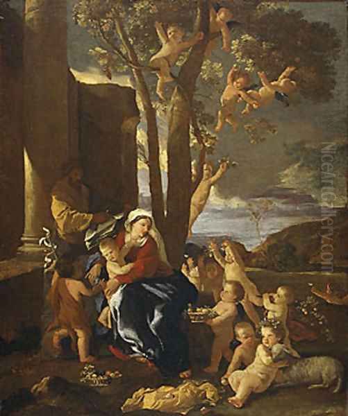 The Rest on the Flight into Egypt ca 1627 Oil Painting by Nicolas Poussin