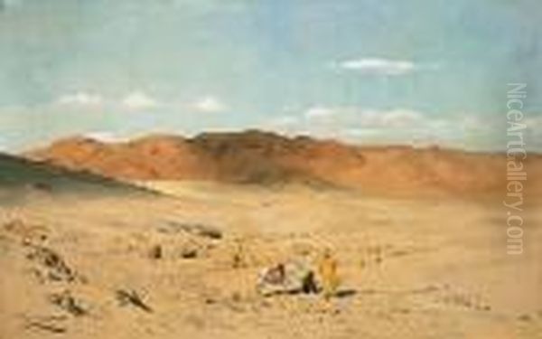 Wustenlandschaft Mit Beduinen (kairo) Oil Painting by Wilhelm Kuhnert