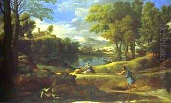 Landscape With A Man Running From Serpent 1648 Oil Painting by Nicolas Poussin