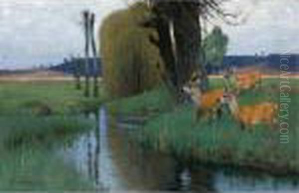 Bleak Spring Morning Oil Painting by Wilhelm Kuhnert