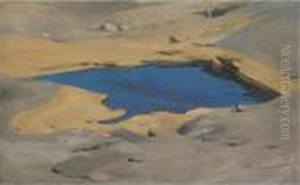 Wasserloch Im Sudan (a Watering Hole, Sudan) Oil Painting by Wilhelm Kuhnert