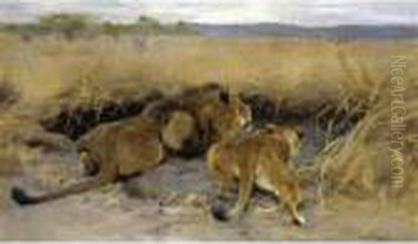 Beute In Sicht (prey In Sight) Oil Painting by Wilhelm Kuhnert