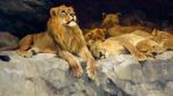 Lowenhohle (the Lion Den) Oil Painting by Wilhelm Kuhnert