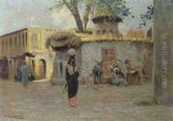 Strassenszene In Nordafrika Oil Painting by Wilhelm Kuhnert