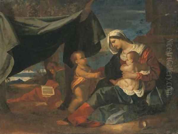 The Holy Family with Saint John the Baptist Oil Painting by Nicolas Poussin