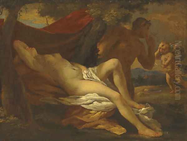 Jupiter and Antiope Oil Painting by Nicolas Poussin