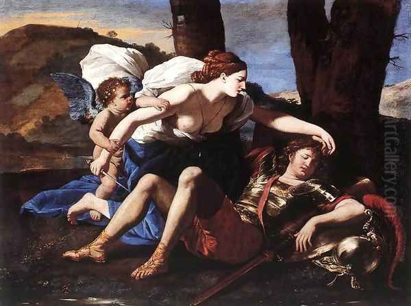 Rinaldo and Armida 3 Oil Painting by Nicolas Poussin