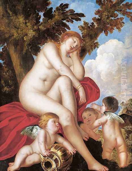 Sleeping Venus with Putti Oil Painting by (Alessandro) Padovanino (Varotari)