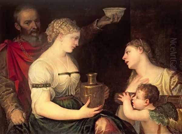 Allegory of Married life depicting the Gods Vesta, Hymen, Mars and Venus Oil Painting by (Alessandro) Padovanino (Varotari)