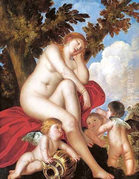 Sleeping Venus with Putti 2 Oil Painting by (Alessandro) Padovanino (Varotari)