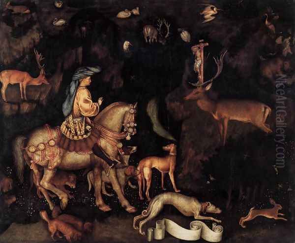 Vision of St Eustace c. 1440 Oil Painting by Antonio Pisano (Pisanello)