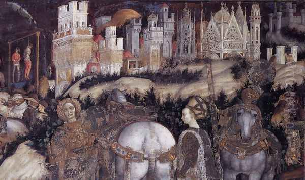 Saint George and the Princess of Trebizond (detail-2) 1436-38 Oil Painting by Antonio Pisano (Pisanello)