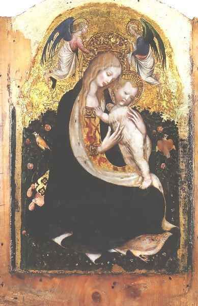 Madonna with a Quail Oil Painting by Antonio Pisano (Pisanello)