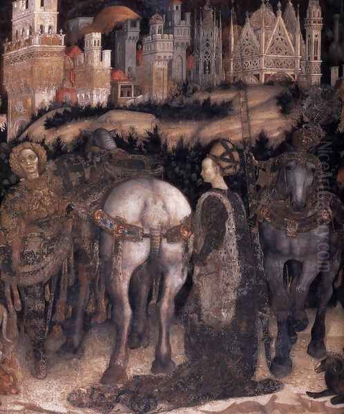 Saint George and the Princess of Trebizond (detail-1) 1436-38 Oil Painting by Antonio Pisano (Pisanello)