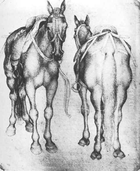 Horses 1433-38 Oil Painting by Antonio Pisano (Pisanello)