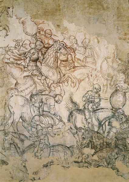 Tournament Battle (detail) 1440s Oil Painting by Antonio Pisano (Pisanello)