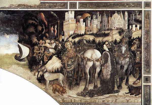 St George and the Princess of Trebizond (right side) 1436-38 Oil Painting by Antonio Pisano (Pisanello)