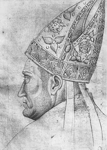 Head of a bishop, from the The Vallardi Album Oil Painting by Antonio Pisano (Pisanello)