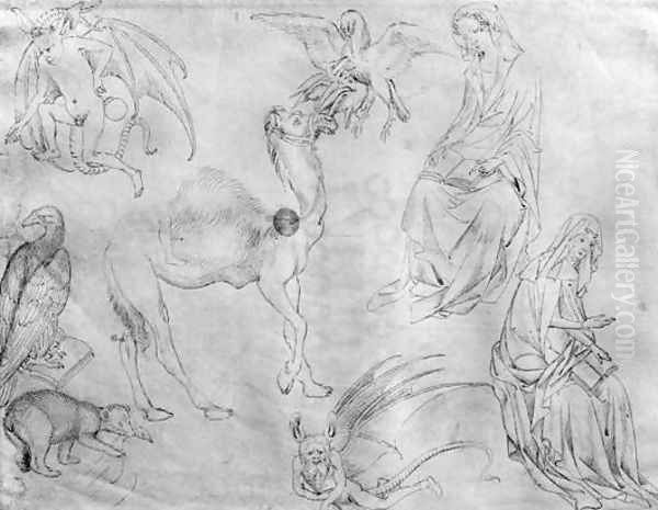 Sheet of studies, from the The Vallardi Album Oil Painting by Antonio Pisano (Pisanello)