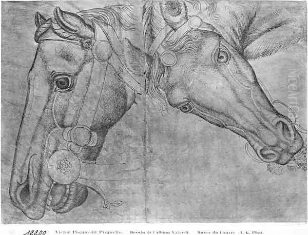 Heads of horses, from the The Vallardi Album Oil Painting by Antonio Pisano (Pisanello)