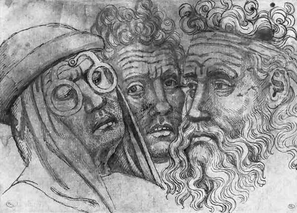 Heads of three men, from the The Vallardi Album Oil Painting by Antonio Pisano (Pisanello)