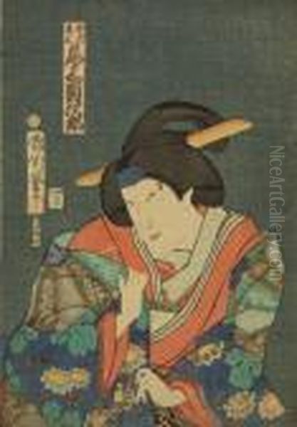 Trois Oban Tate-e Oil Painting by Toyohara Kunichika