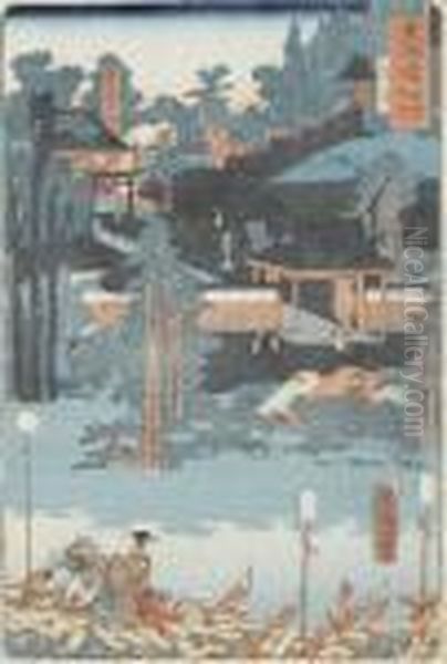 Tempelhain Oil Painting by Toyohara Kunichika