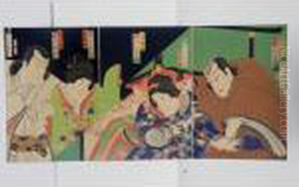 Estampes Oil Painting by Toyohara Kunichika