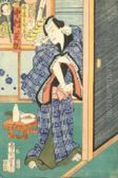 L'attore Di Teatro Kabuki Nakamura Shikan Oil Painting by Toyohara Kunichika