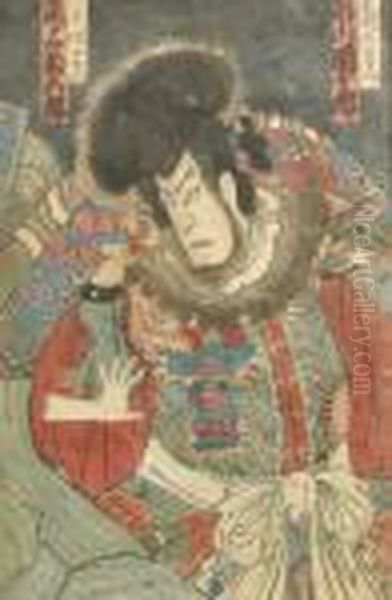 The Actorichikawa Danjuro Oil Painting by Toyohara Kunichika