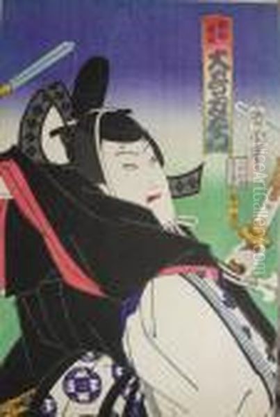 Aktor Teatru Kabuki Otani Tomoemon V Oil Painting by Toyohara Kunichika