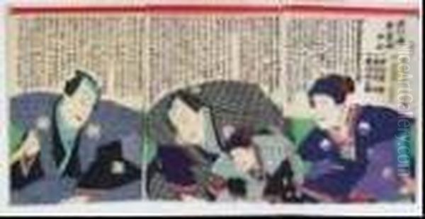 The Actor Nakamura Shikan And Others In Character Oil Painting by Toyohara Kunichika