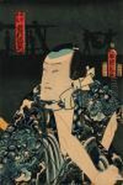 W Teatrze Kabuki Oil Painting by Toyohara Kunichika