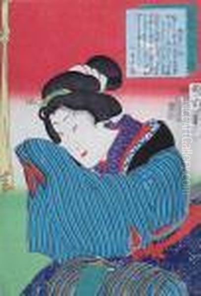 Musunde Moraita-so Oil Painting by Toyohara Kunichika