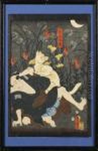 Homme Et Renard Oil Painting by Kunisada