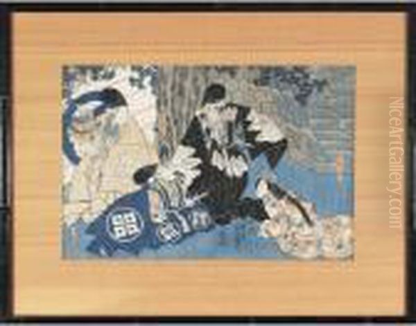 Two Ukioyo-e Woodblock Prints Oil Painting by Kunisada