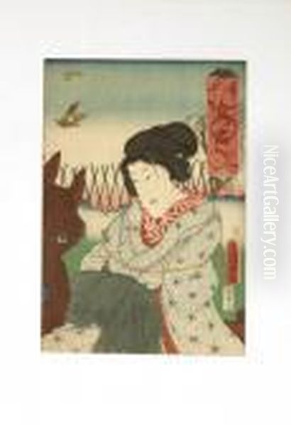 Skonhet Pa Hastrygg Oil Painting by Kunisada