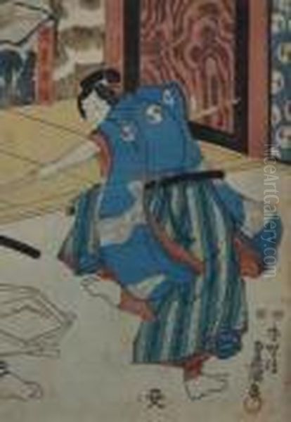 Acteur Dans Le Role D'oboshi Rikiya Oil Painting by Kunisada