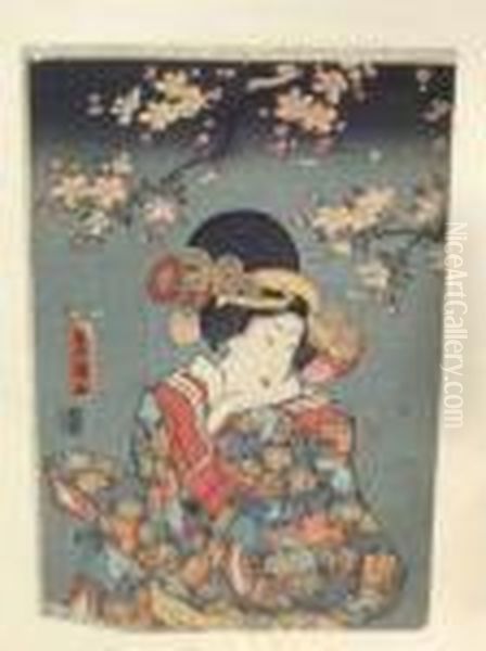 Portrait De Jeune Femme Oil Painting by Kunisada