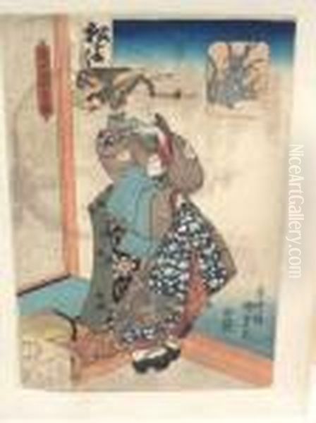 Portrait En Pied Oil Painting by Kunisada