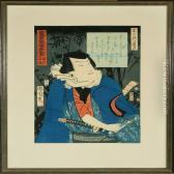 Composition With Samurai Oil Painting by Kunisada