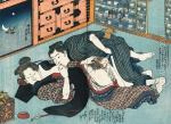 Umegonomi Neya No Utsuriga Oil Painting by Kunisada