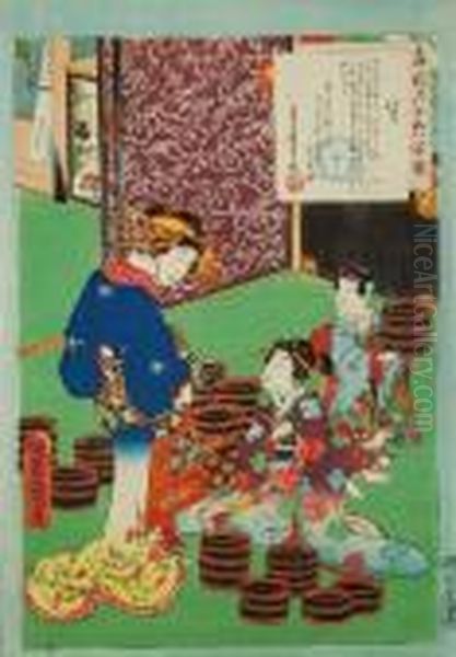 Gejsza Mayuzumi Oil Painting by Kunisada