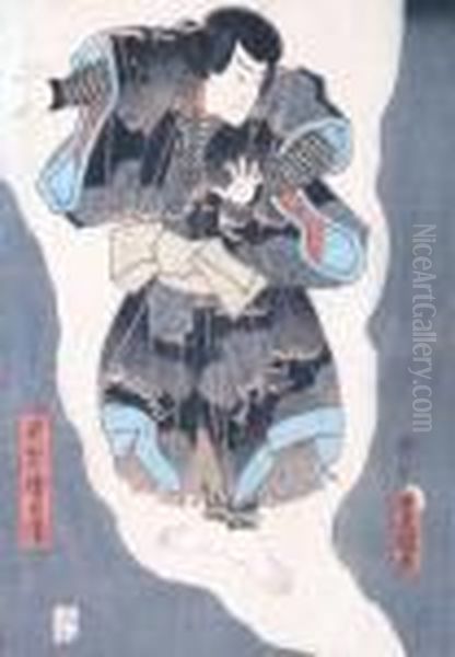 Actor In Defensive Stance Oil Painting by Kunisada